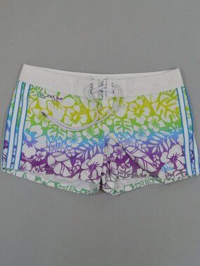 🌈 Adidas Rainbow Floral Board Shorts Swim Trunks Beach Pool S 8/9